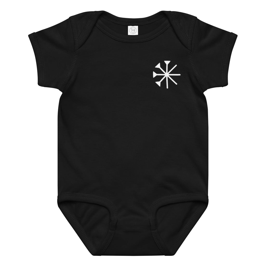 schwarzer baby jersey-body mit yezidischen Zeichen