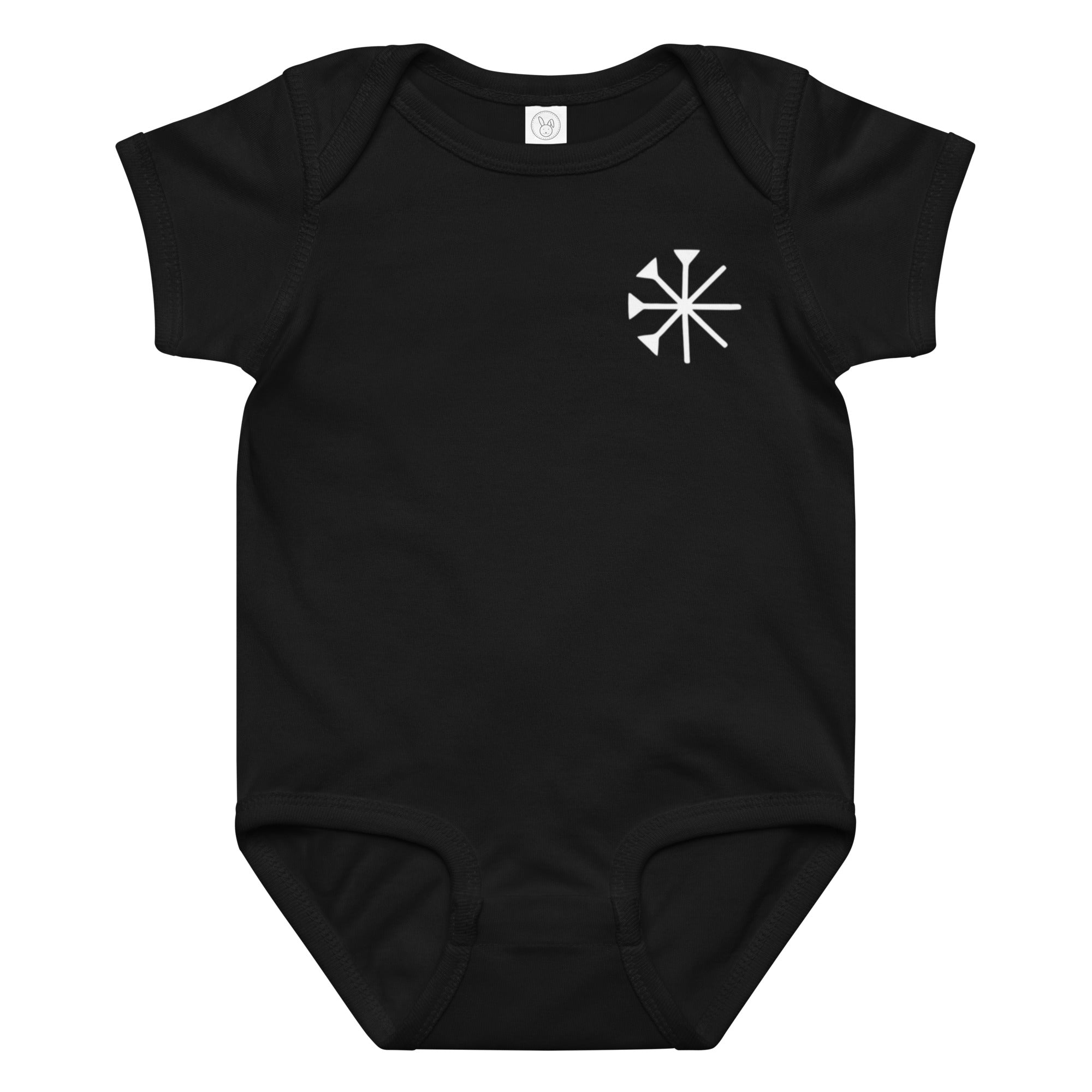 schwarzer baby jersey-body mit yezidischen Zeichen