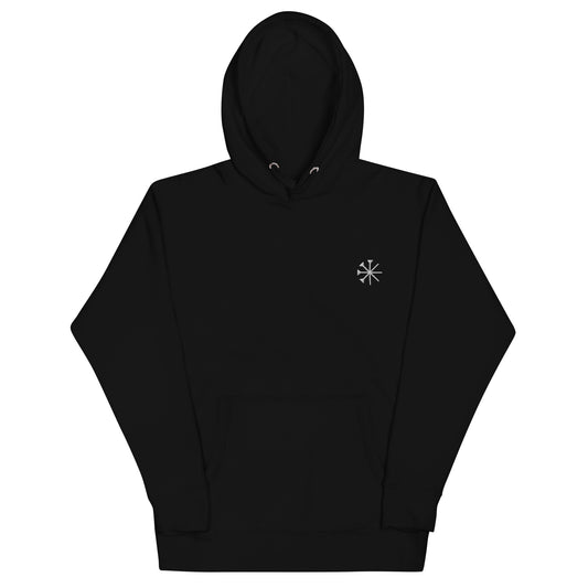 schwarzer Kapuzenpulli mit yezidischen zeichen